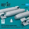 RESKIT RS72-0597 BLU-1B (750lb) napalm bombs finned MXU-393/B (4 pcs) (A-1, A-4, A-7, A-26K, B-57, F-100) (3D Printed) (1/72)